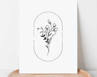 April Birth Flower Sweet Pea 4 Pk | Nature Inspired Floral Line Art Printable | April Birthday Gift