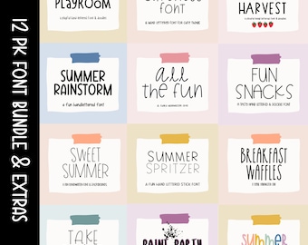 12 Font Bundle | Hand Lettered Display Craft Font | Classroom Fun Quirky Display Font