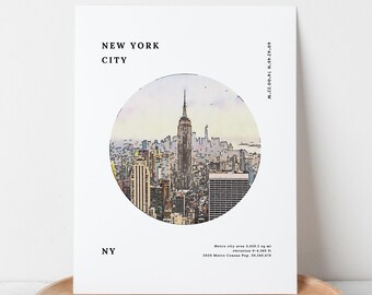 New York City Art Printable | NYC Cityscape Wall Decor