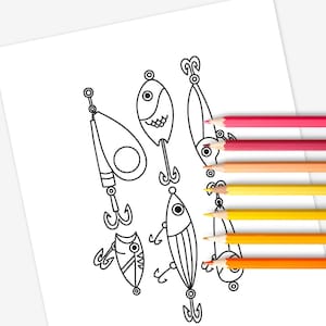 6 PK Printable Fishing Coloring Pages | Print & Color | Lure Rainbow ...