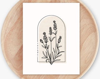 Lavender Flower Unframed Art Print | Floral Illustration Antique Paper Cottagecore Garden Inspired Wall Decor