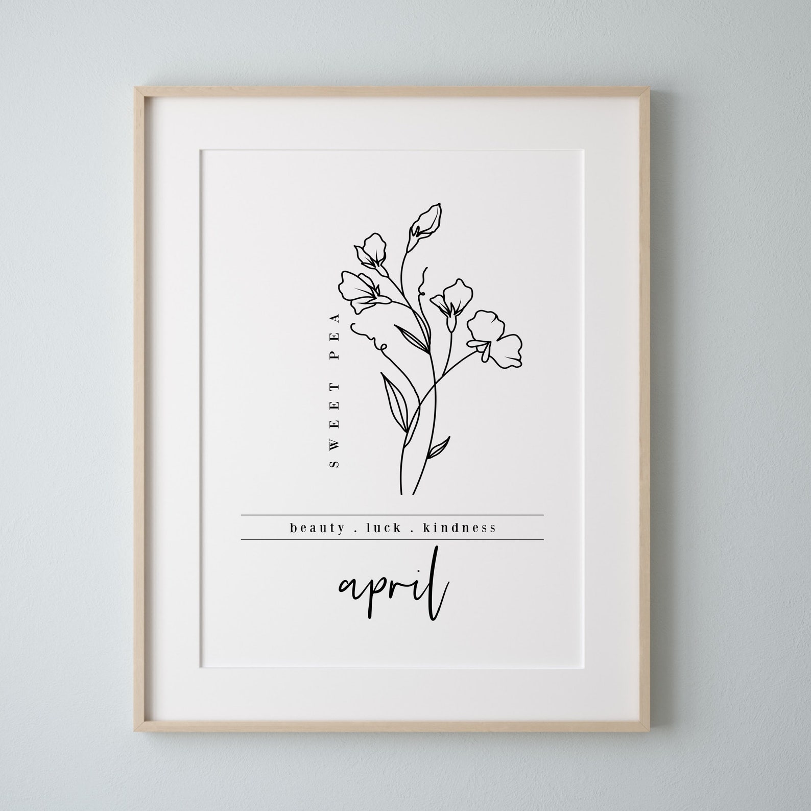 April Birth Flower Sweet Pea | Black & White Art Printable | Garden ...