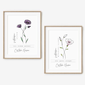 September Birth Flower Unframed Art Print | Personalized Name Custom Floral Illustration Wall Decor Birthday Gift