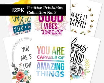 12 Pk Positive Phrase & Sayings Collection No. 2 | Printable Art Wall Decor Motivational Quote Inspirational Digital Prints