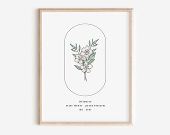 Delaware State Flower | Peach Blossom Watercolor Floral Art Printable