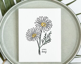 Pick A Birth Month Flower Name Unframed Art Print | Birth Flower Illustration Simple Floral Art Birthday Gift | Ready to Ship