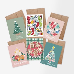 6 PK Christmas Cards + Envelopes | Pick Your Pack | Blank Inside 4.25X5.5&quot;