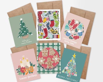 6 PK Christmas Cards + Envelopes | Pick Your Pack | Blank Inside 4.25X5.5"