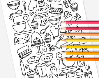 Bakery Shop Coloring Page Printable | Dessert Coloring Sheet | Relaxing Calming Color Sheets