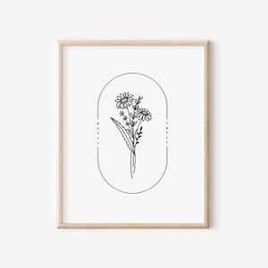 April Birth Flower Daisy | Simple Floral Printable | Nursery Art Birthday Gift Remembrance Keepsake