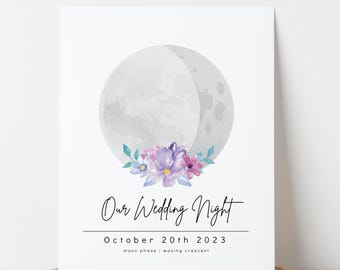 Custom Moon Phase Art Printable | Personalized Lunar Art Digital Wall Decor | Unique Wedding Gift