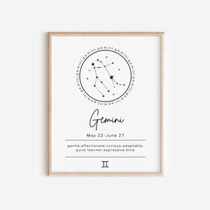 Signo do Zodíaco Gêmeos | Mapa Astrológico + Atributos | Horóscopo digital para impressão