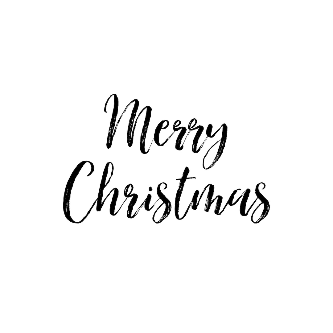 Merry Christmas Text Overlay Black White & Red Script Font - Etsy