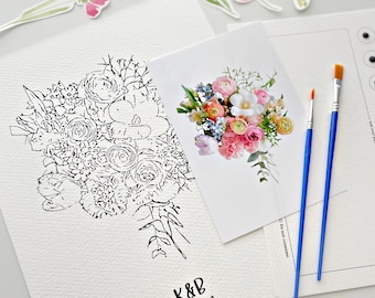 Personalized Wedding Bouquet Paint Kit | Custom Couples Anniversary Gift