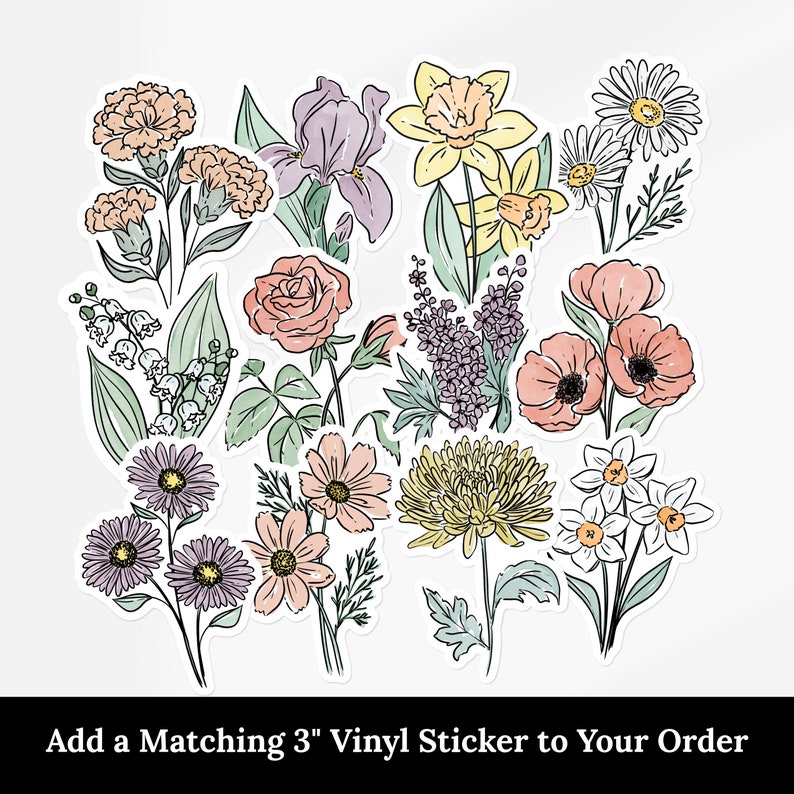 April Daisy Birth Flower Personalized Name Unframed Art Print Custom Gift for Birthdays Birth Flower Vinyl Sticker Add On image 8