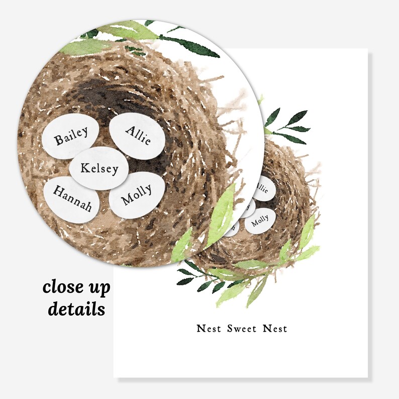 Custom Family Nest Print | up to 7 Names + Personalized Phrase ...