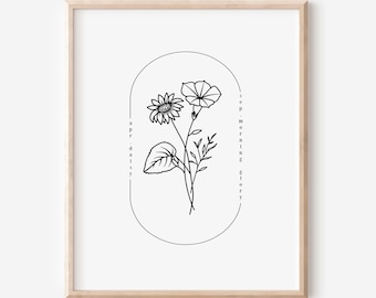 April & September Birth Flower Printable | Simple Line Art | Daisy and Morning Glory Floral
