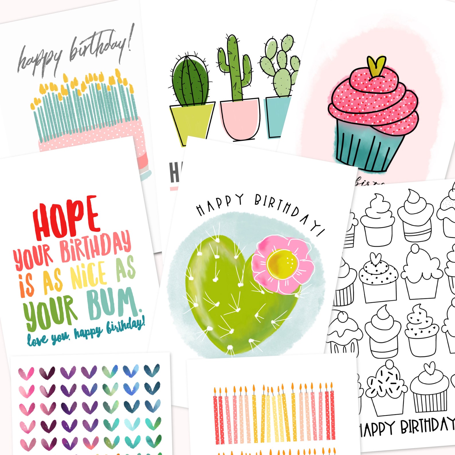 Happy Birthday Card Printable Hand Drawn Party Balloon - Etsy