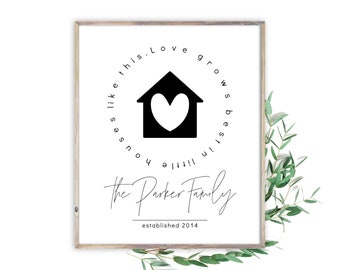 Love Grows Best in Little Houses Like This Personalized Sign | Custom Print Housewarming Wedding Gift