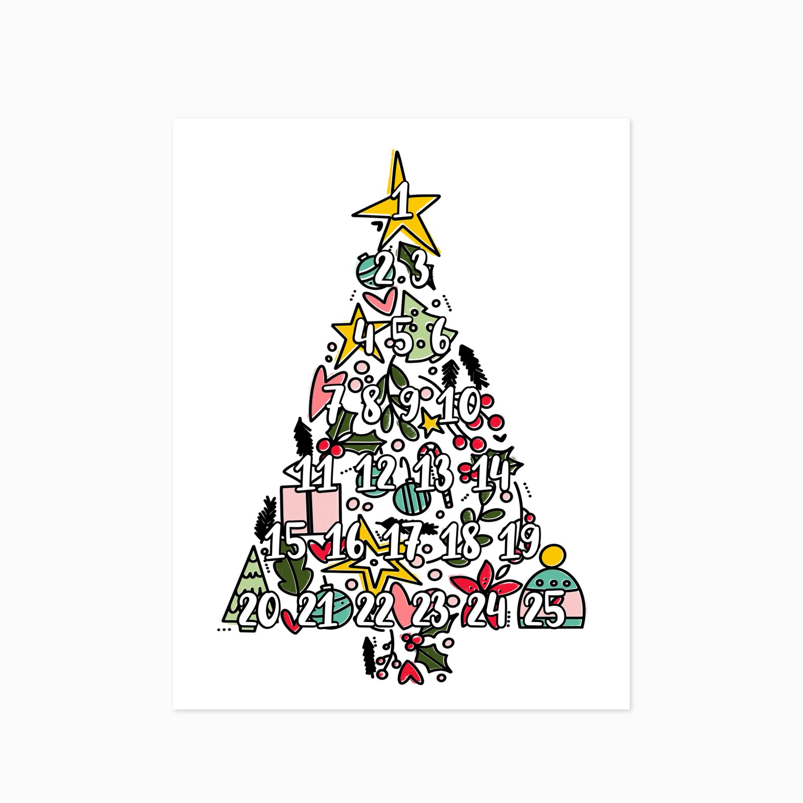 Christmas Countdown Advent Coloring Page Festive Decor | Etsy