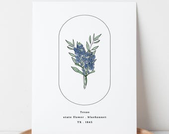 You Pick Your US State Flower Art Print | Unframed Watercolor Floral Wall Decor | Nature Inspired Gift