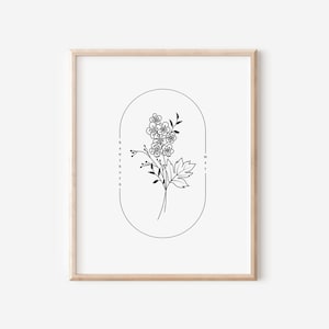 Maio nascimento flor espinheiro | Arte simples com moldura oval para impressão