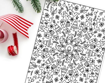 Holiday Coloring Page | Hand Drawn Christmas Digital Printable