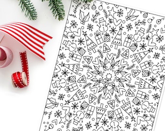 Holiday Coloring Page | Hand Drawn Christmas Digital Printable