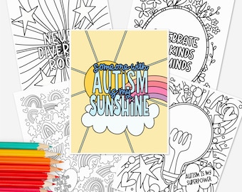 10Pk Celebrate Autism | Neurodiversity Inclusion Acceptance & Awareness | Hand-Drawn Coloring Pages