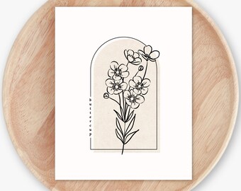 Buttercup Flower Unframed Art Print | Floral Illustration Antique Paper Cottagecore Garden Inspired Wall Decor