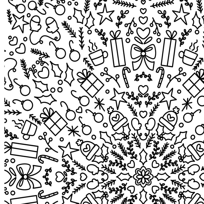 Winter Holiday Coloring Page | Hand Drawn Christmas Digital Printable ...