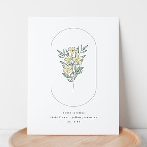 South Carolina State Flower | Yellow Jessamine Watercolor Floral Art Printable