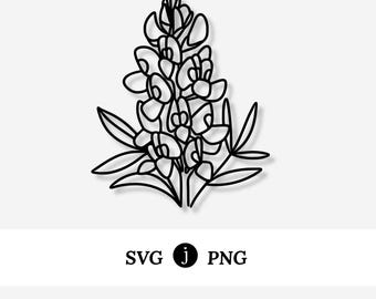 Bluebonnet Flower Illustrated Svg Png Digital Graphic Files | Craft & Cut Files | Texas State Flower