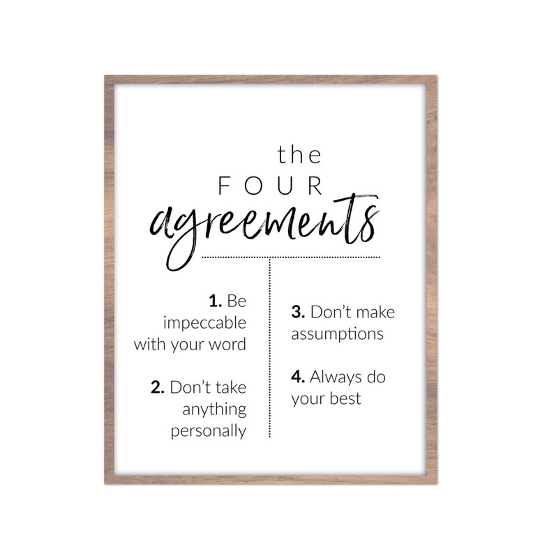 The 4 Agreements Typography Artwork Printable photograph regarding The Four Agreements Printable referred to as The 4 Agreements Typography Artwork Printable
