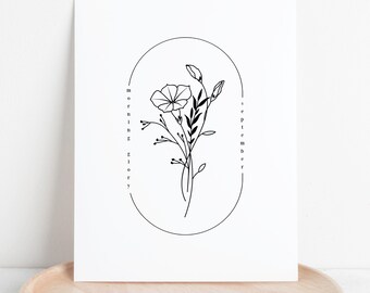 September Birth Flower Printable, Morning Glory Wall Art, Digital Download Floral Print, Birth Month Nursery Artwork, Instant Wall Decor