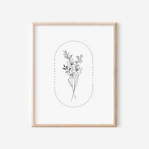 Gladiolus da flor do nascimento em agosto | Arte simples com moldura oval para impressão