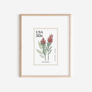 Wyoming US State Flower Stamp | Castilleja Watercolor Floral Art Printable