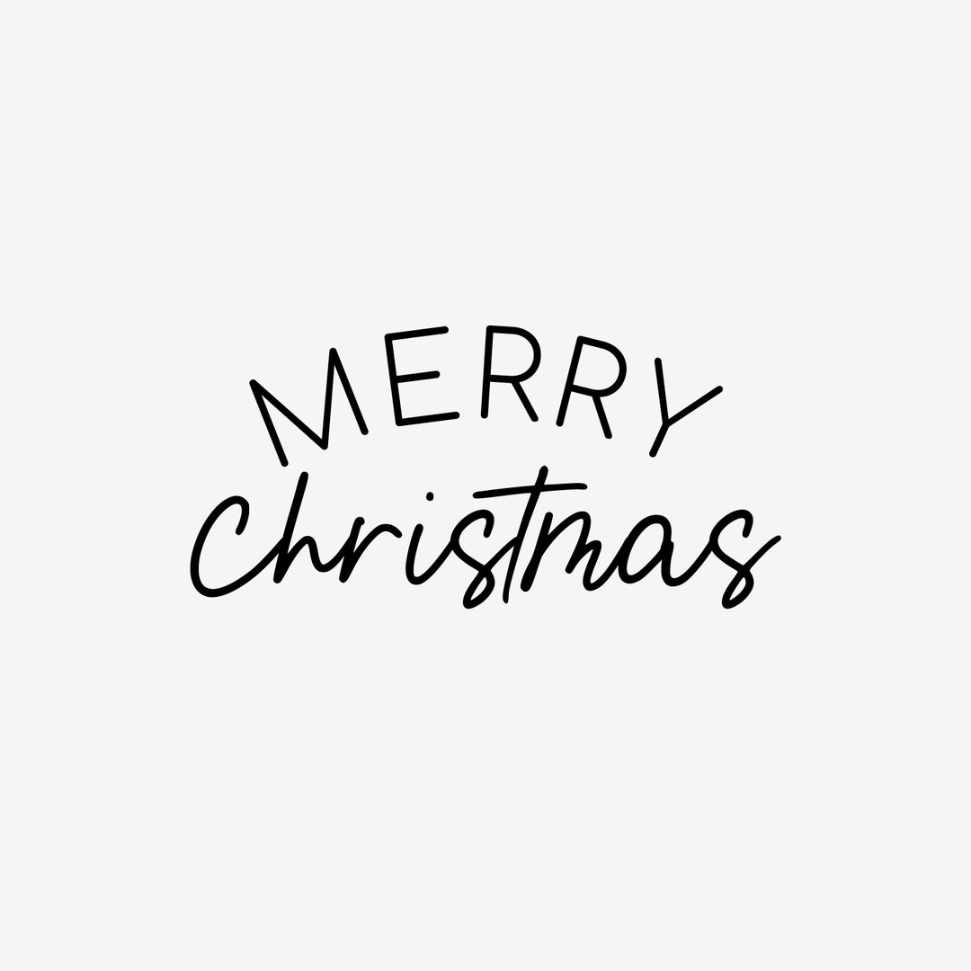 Merry Christmas Text Overlay | Black & White | Script Font Calligraphy ...