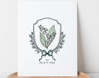 Illustrated Birth Flower Art Print | Floral Wall Decor | Birth Month Custom Gift