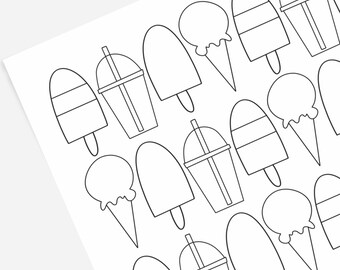 Frozen Treats Ice Cream | Hand-Drawn Coloring Page Printable
