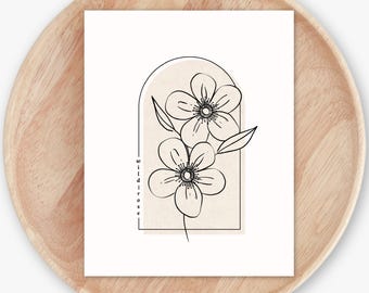 Wild Rose Flower Unframed Art Print | Floral Illustration Antique Paper Cottagecore Garden Inspired Wall Decor