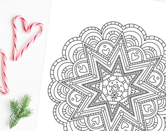 Christmas Tree Mandala Coloring Page | Christmas Digital Printable