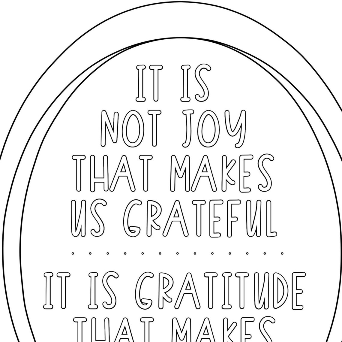 Gratitude Coloring Page Hand-drawn Coloring Page Print & - Etsy