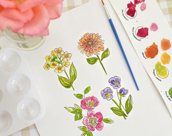 Floral Watercolor Paint Kit: DIY Garden Flowers Art Set