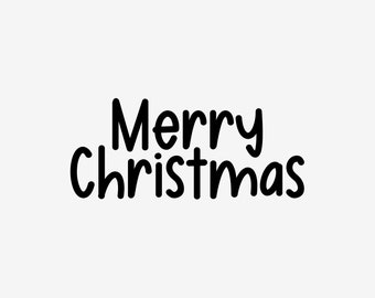 Merry Christmas Text Overlay | Black & White | Hand Lettering Holiday Cards Crafts Tags Shirts