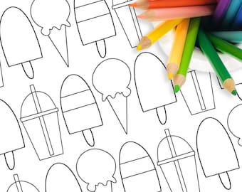 Frozen Treats Ice Cream Printable Coloring Page | Hand-Drawn Food
