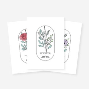 12 afdrukbare geboortekaarten met bloemen | Digitale verjaardagskaart het hele jaar door | Digitale kunst geboortemaand