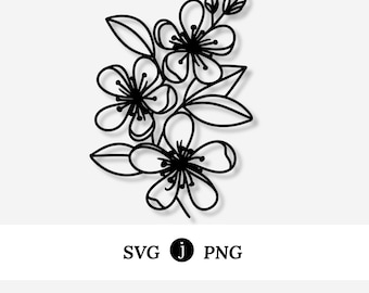 Apple Blossom | Illustrated Svg Png Digital Graphic Files | Craft & Cut Files | Arkansas State Flower