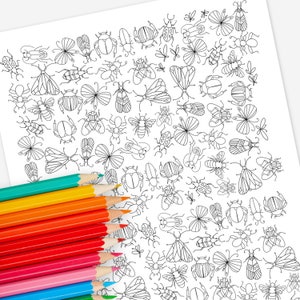 Bug Doodles | Hand-Drawn Coloring Page Print & Color | Digital Art Illustrated Doodles Artwork DIY Creative Activity