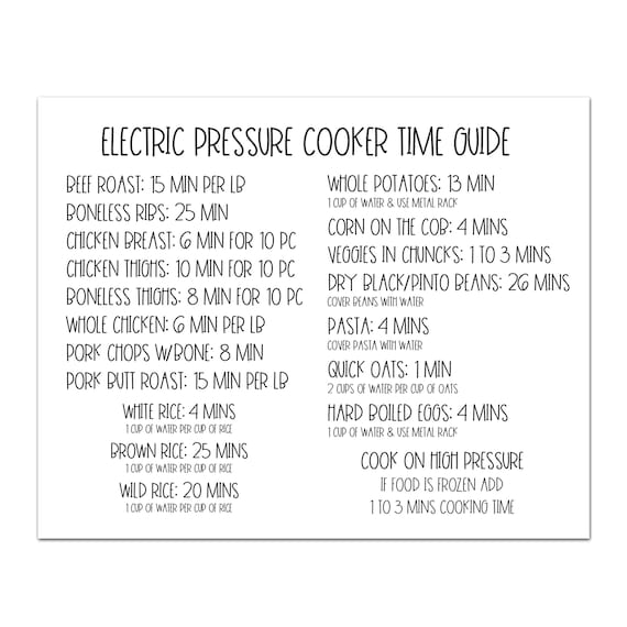 pressure cooking times